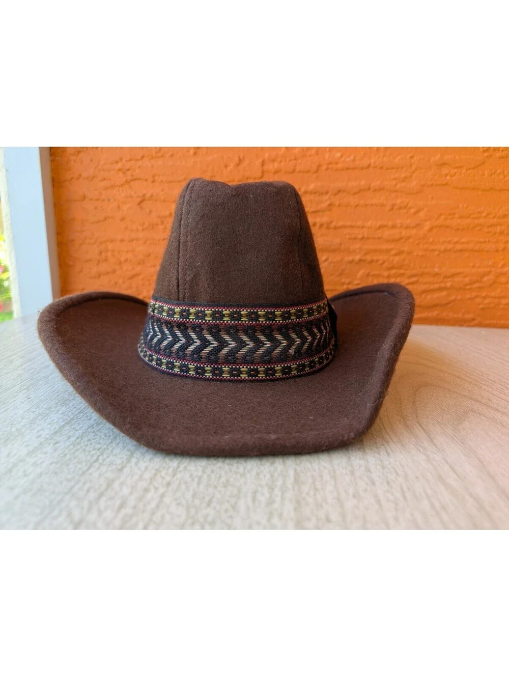 Vintage Boys Brown Wool Felt Cowboy Hat Feather USA Made Size 6 7/8–7 Western